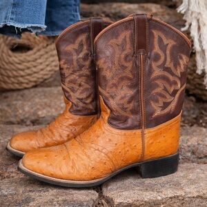 Justin Boots Tan and Brown Kids Cowboy Boots